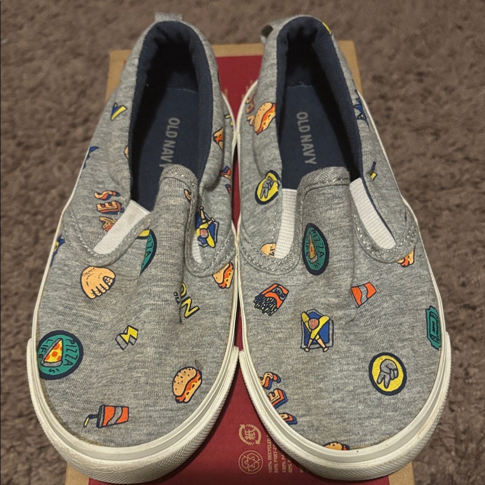 Old Navy Kids Slip-On Sneakers - Gray with Fun Prints